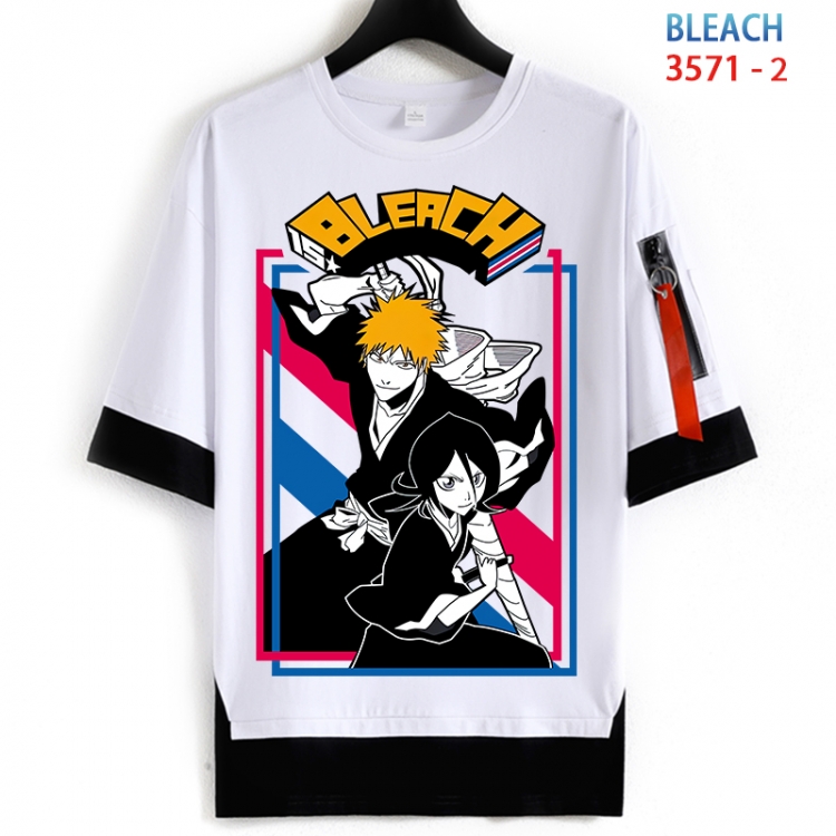 Bleach Cotton Crew Neck Fake Two-Piece Short Sleeve T-Shirt from S to 4XL HM-3571-2