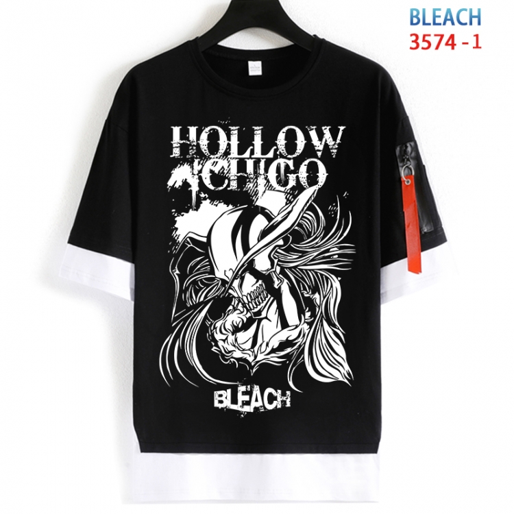 Bleach Cotton Crew Neck Fake Two-Piece Short Sleeve T-Shirt from S to 4XL  HM-3574-1