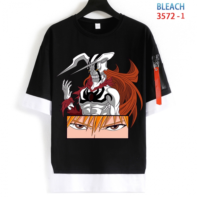 Bleach Cotton Crew Neck Fake Two-Piece Short Sleeve T-Shirt from S to 4XL HM-3572-1