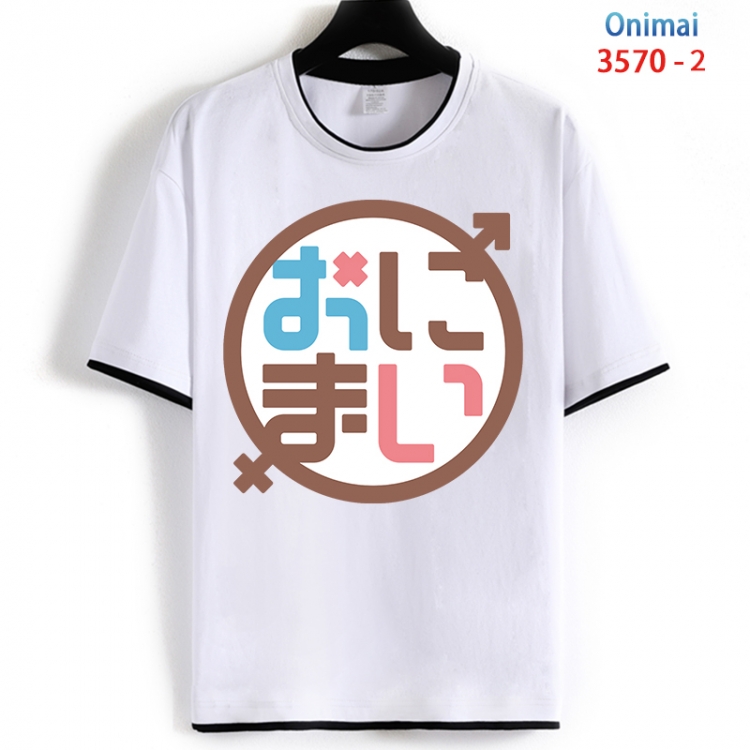 Onimai Cotton crew neck black and white trim short-sleeved T-shirt from S to 4XL HM-3570-2