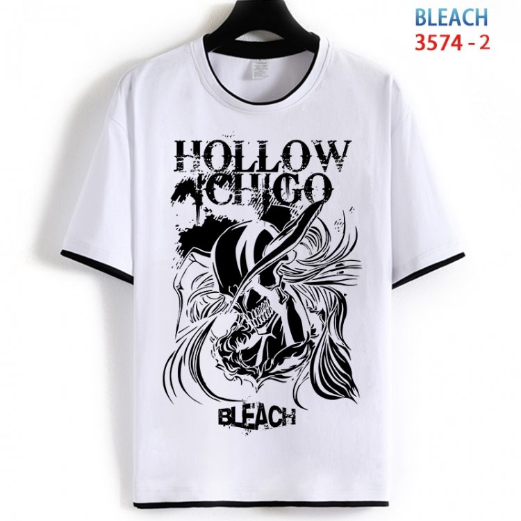 Bleach Cotton crew neck black and white trim short-sleeved T-shirt from S to 4XL HM-3574-2