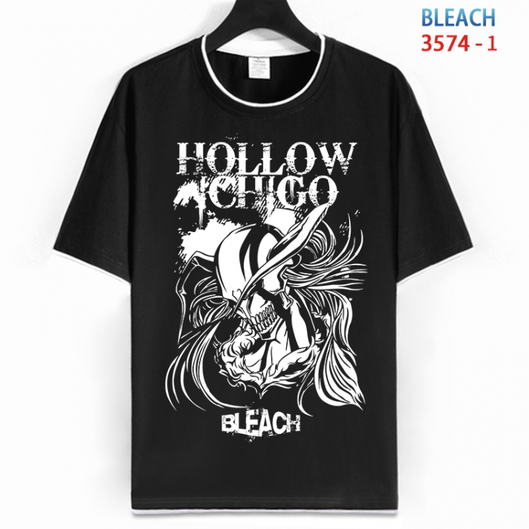 Bleach Cotton crew neck black and white trim short-sleeved T-shirt from S to 4XL HM-3574-1