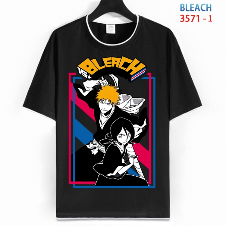 Bleach Cotton crew neck black and white trim short-sleeved T-shirt from S to 4XL HM-3571-1