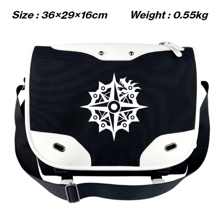 The Seven Deadly Sins Black and white anime waterproof nylon shoulder messenger bag schoolbag 36X29X16CM