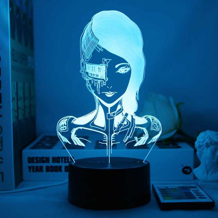 Cyberpunk 3D night light USB touch switch colorful acrylic table lamp BLACK BASE