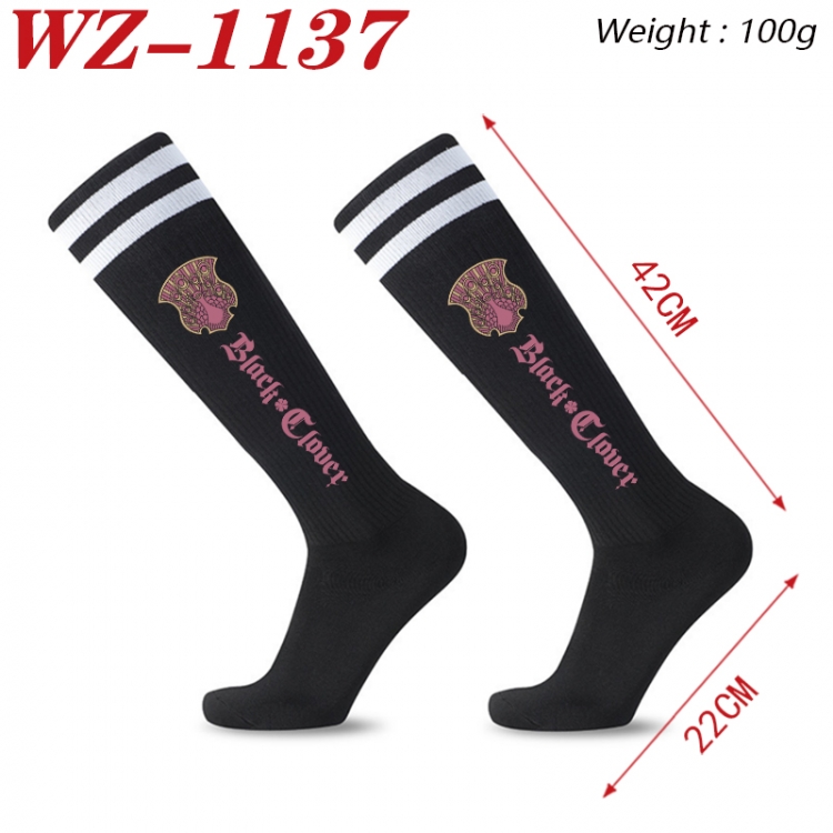 Black Clover Embroidered sports football socks Knitted wool socks 42x22cm  WZ-1137