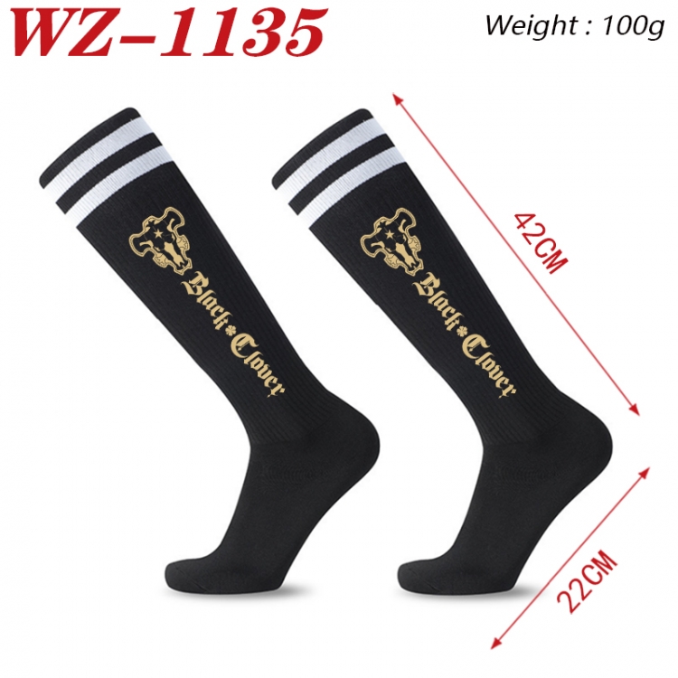 Black Clover Embroidered sports football socks Knitted wool socks 42x22cm WZ-1135