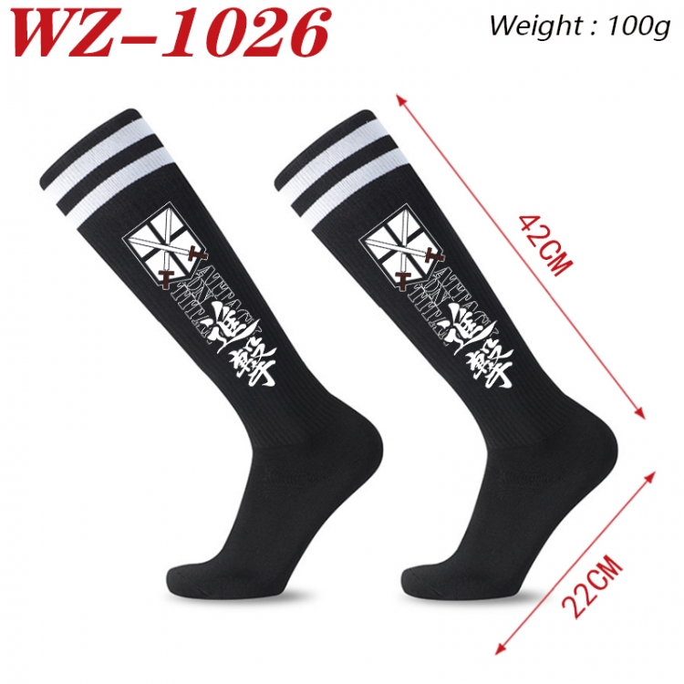 Shingeki no Kyojin Embroidered sports football socks Knitted wool socks 42x22cm WZ-1026