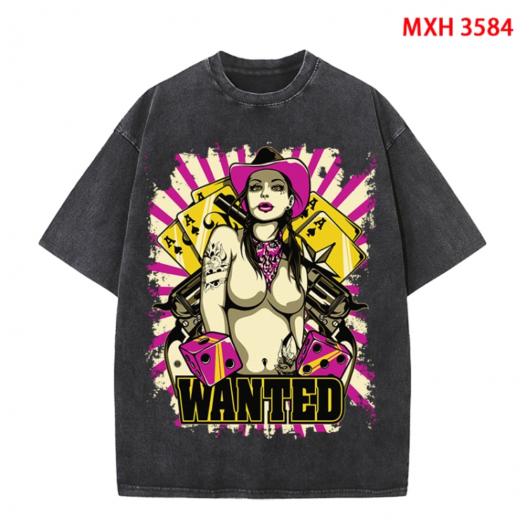 Chaopai Anime peripheral pure cotton washed and worn T-shirt from S to 4XL MXH-3584