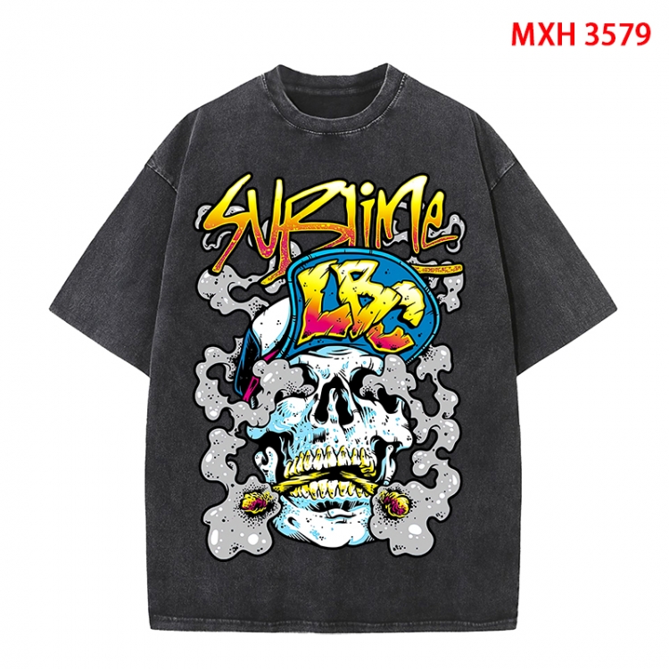 Chaopai Anime peripheral pure cotton washed and worn T-shirt from S to 4XL MXH-3579