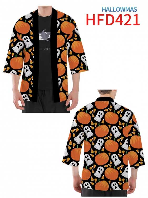 Hallowmas Anime peripheral full-color short kimono from S to 4XL HFD-421-1