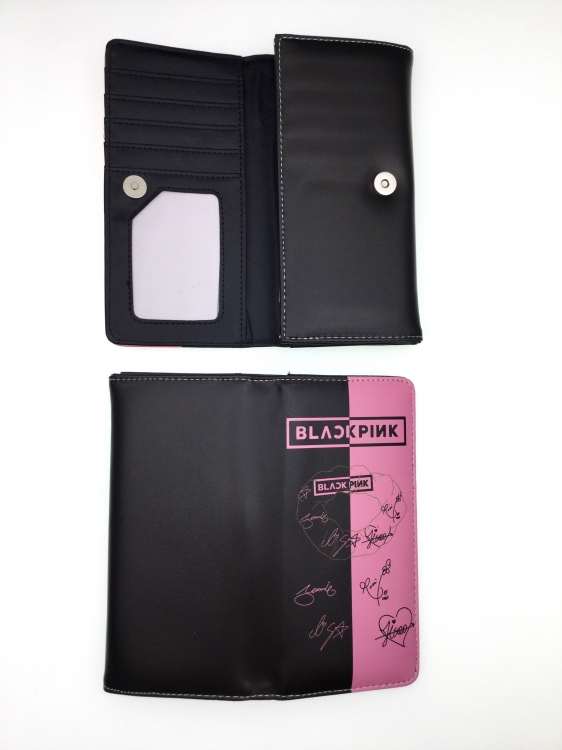 BLACK PINK Anime full color button PU long wallet 379