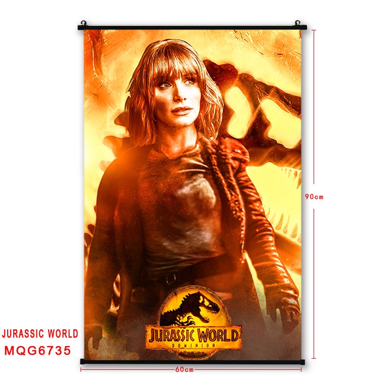 Jurassic World Anime black Plastic rod Cloth painting Wall Scroll 60X90CM MQG-6735