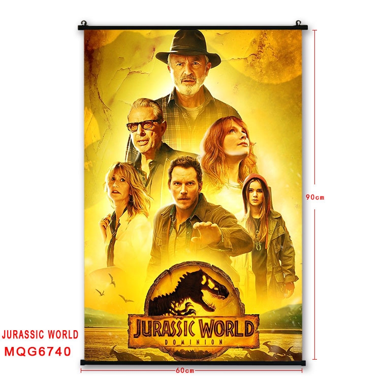 Jurassic World Anime black Plastic rod Cloth painting Wall Scroll 60X90CM MQG-6740