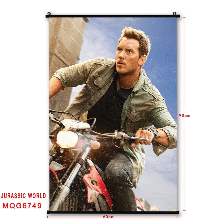 Jurassic World Anime black Plastic rod Cloth painting Wall Scroll 60X90CM MQG-6749