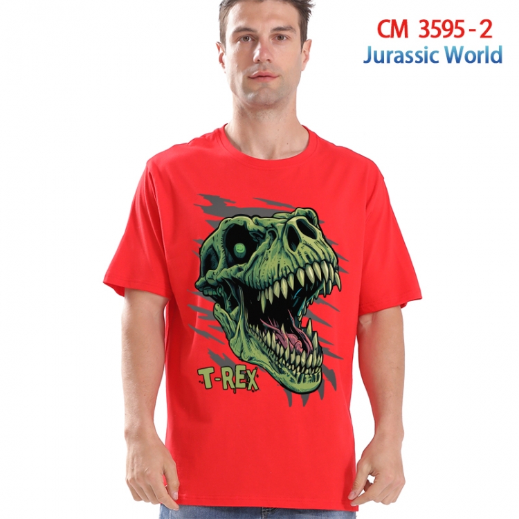 Jurassic World Printed short-sleeved cotton T-shirt from S to 4XL 3595-2