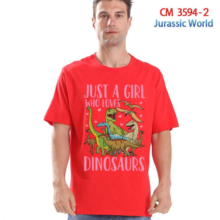 Jurassic World Printed short-sleeved cotton T-shirt from S to 4XL 3594-2
