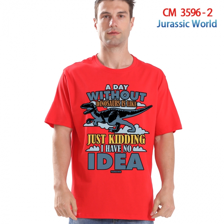 Jurassic World Printed short-sleeved cotton T-shirt from S to 4XL 3596-2