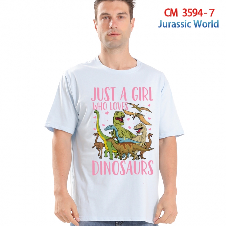 Jurassic World Printed short-sleeved cotton T-shirt from S to 4XL 3594-7