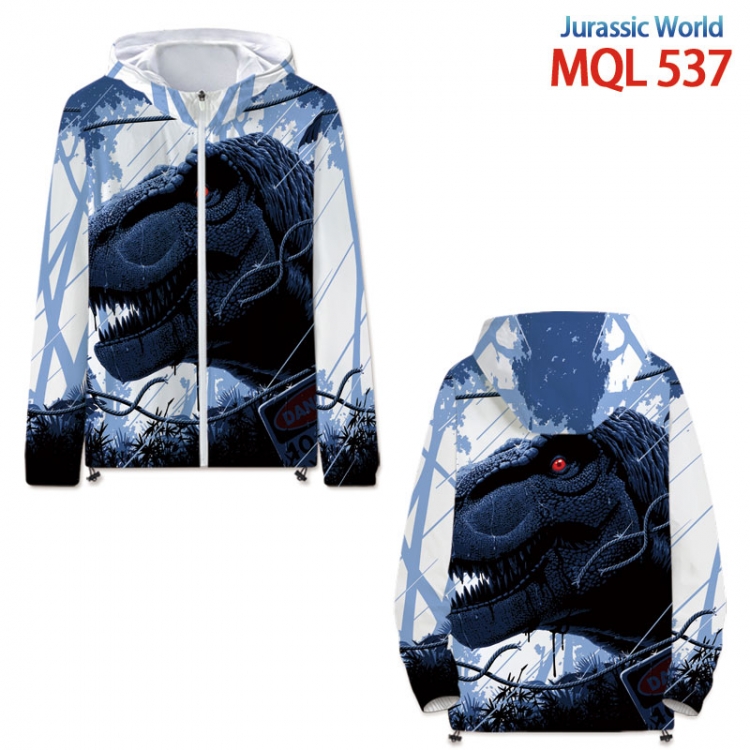 Jurassic World Full Color Jacket Hooded Zip Strap Mesh Trench Coat from S to 4XL MQL537