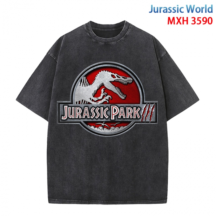 Jurassic World Anime peripheral pure cotton washed and worn T-shirt from S to 4XL MXH-3590