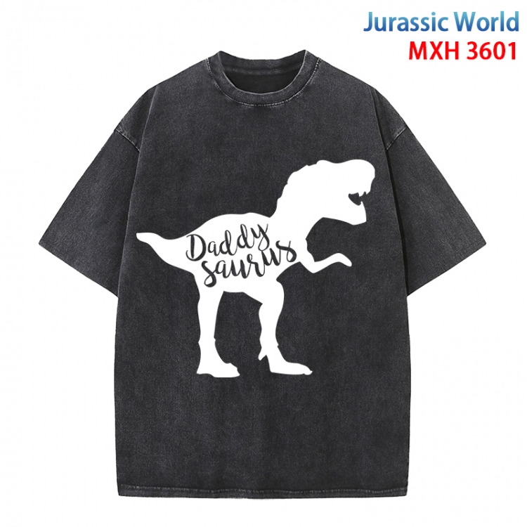 Jurassic World Anime peripheral pure cotton washed and worn T-shirt from S to 4XL MXH-3601