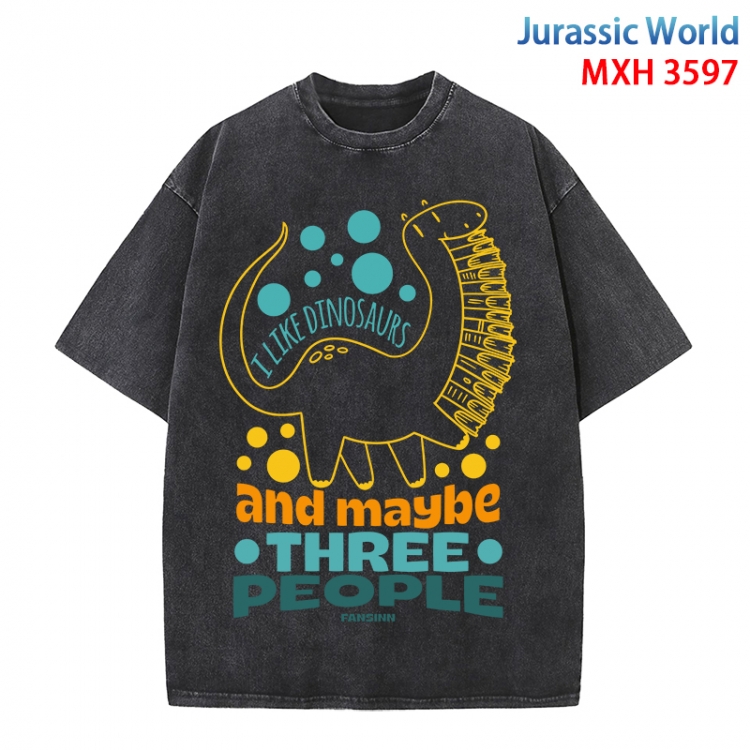 Jurassic World Anime peripheral pure cotton washed and worn T-shirt from S to 4XL MXH-3597