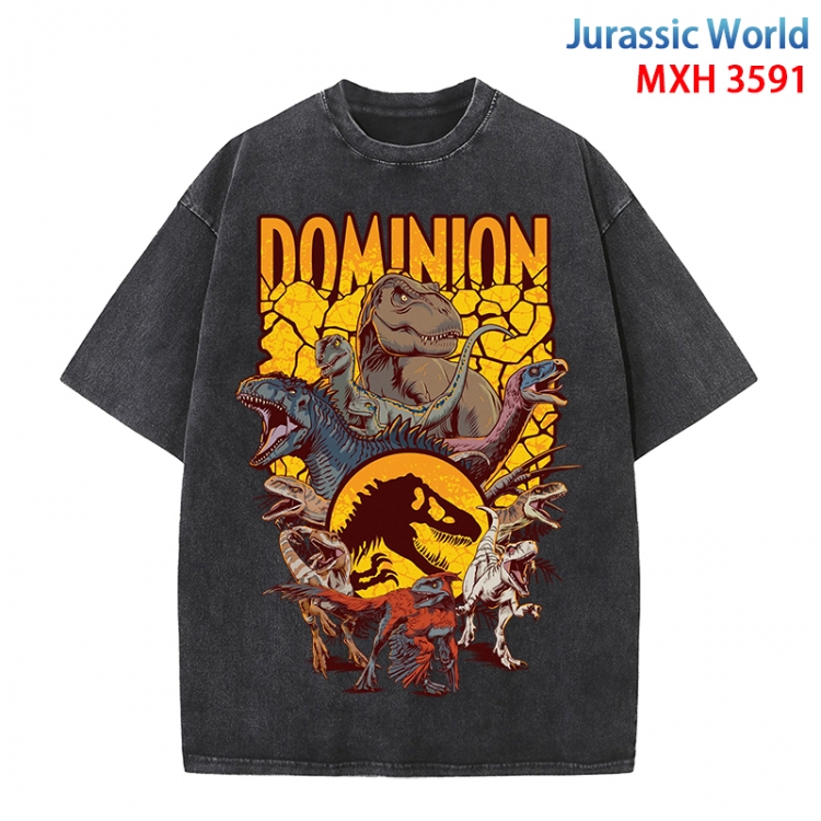 Jurassic World Anime peripheral pure cotton washed and worn T-shirt from S to 4XL MXH-3591