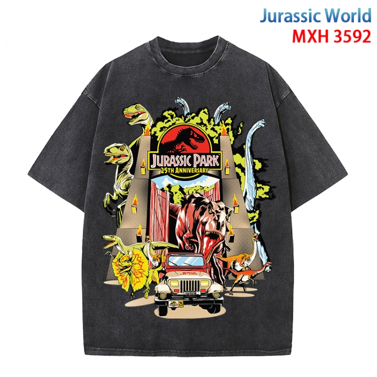 Jurassic World Anime peripheral pure cotton washed and worn T-shirt from S to 4XL MXH-3592
