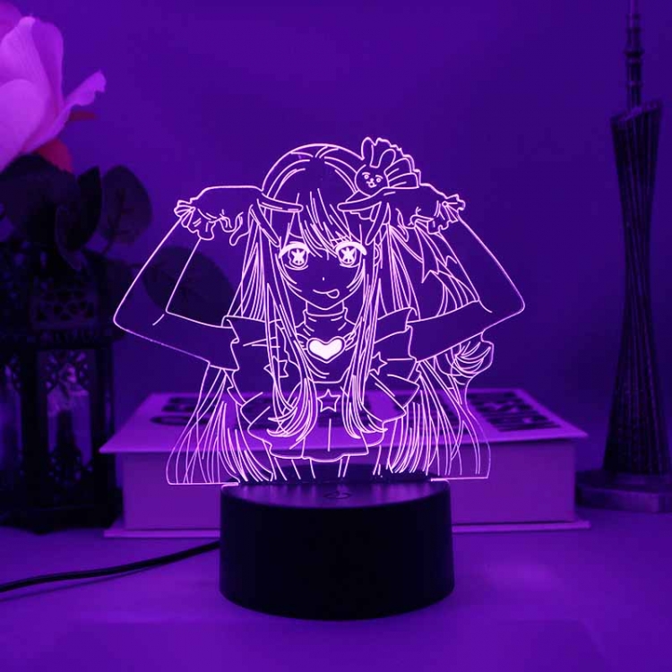 Oshi no ko 3D night light USB touch switch colorful acrylic table lamp BLACK BASE