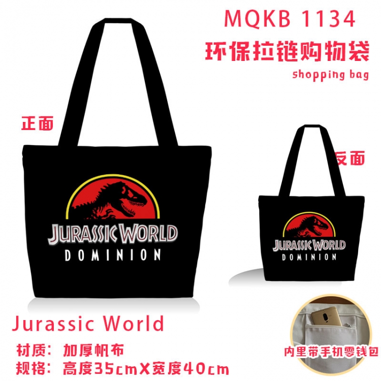 Jurassic World Anime cartoon canvas shoulder bag student crossbody bag 35x40cm MQKB-1134