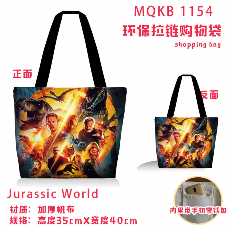 Jurassic World Anime cartoon canvas shoulder bag student crossbody bag 35x40cm MQKB-1154