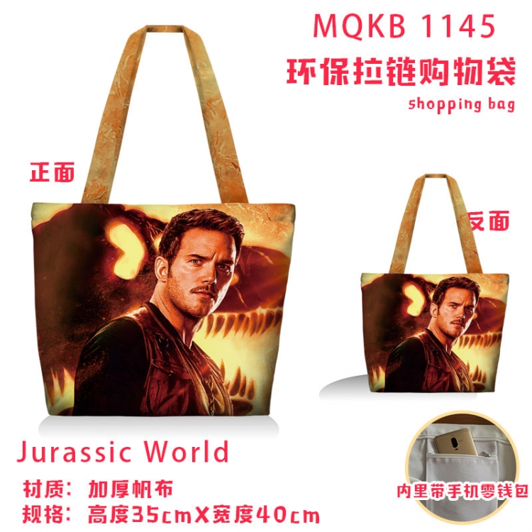 Jurassic World Anime cartoon canvas shoulder bag student crossbody bag 35x40cm MQKB-1145