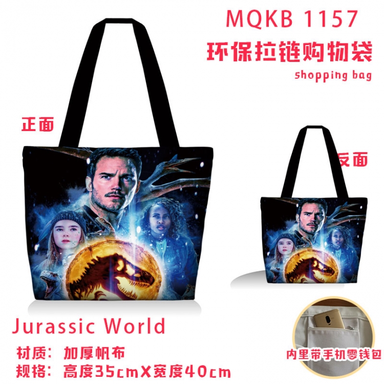 Jurassic World Anime cartoon canvas shoulder bag student crossbody bag 35x40cm  MQKB-1157