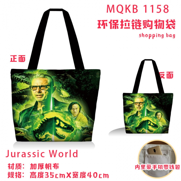 Jurassic World Anime cartoon canvas shoulder bag student crossbody bag 35x40cm  MQKB-1158