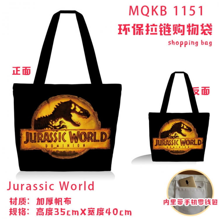 Jurassic World Anime cartoon canvas shoulder bag student crossbody bag 35x40cm MQKB-1151