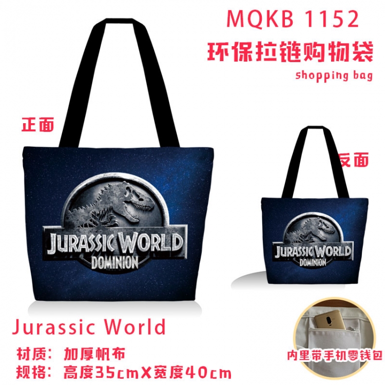 Jurassic World Anime cartoon canvas shoulder bag student crossbody bag 35x40cm MQKB-1152