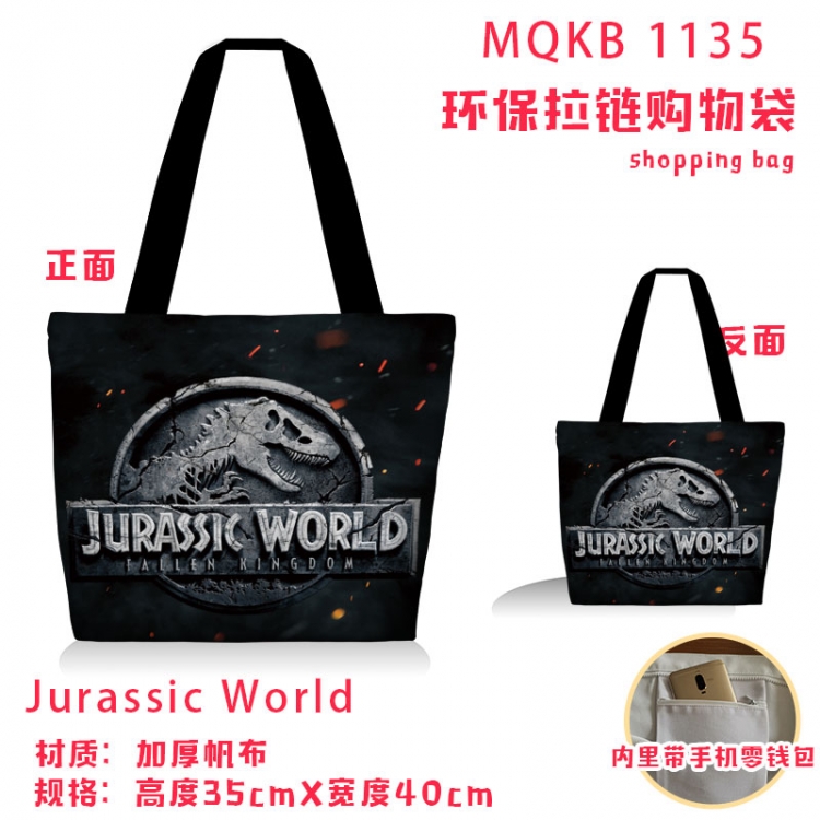 Jurassic World Anime cartoon canvas shoulder bag student crossbody bag 35x40cm MQKB-1135