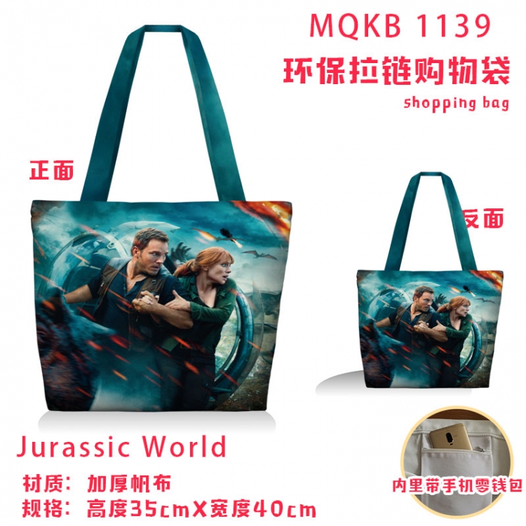 Jurassic World Anime cartoon canvas shoulder bag student crossbody bag 35x40cm MQKB-1139