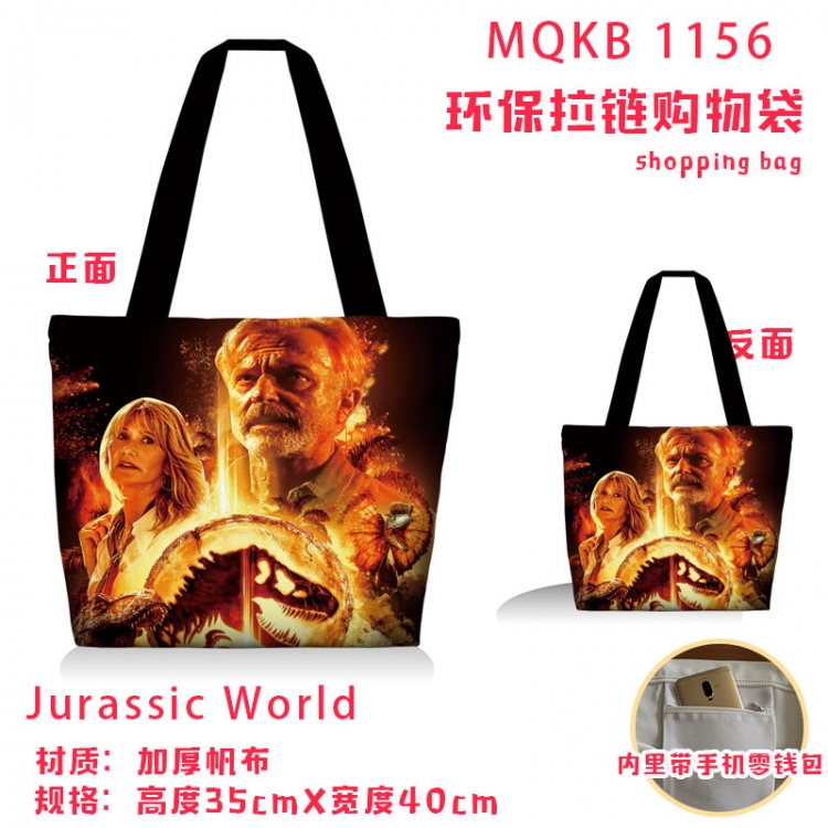 Jurassic World Anime cartoon canvas shoulder bag student crossbody bag 35x40cm MQKB-1156