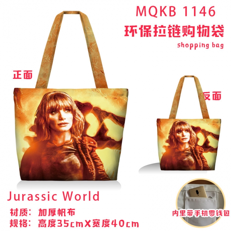 Jurassic World Anime cartoon canvas shoulder bag student crossbody bag 35x40cm MQKB-1146