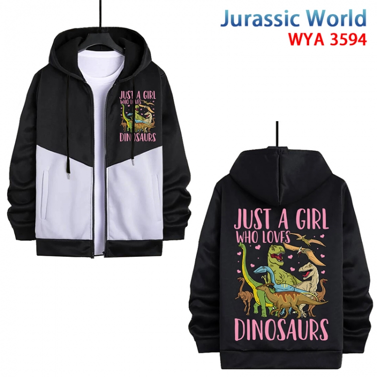 Jurassic World Anime cotton zipper patch pocket sweater from S to 3XL WYA-3594-3