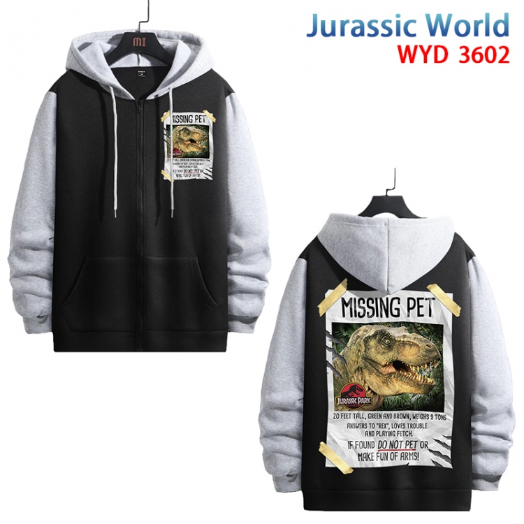 Jurassic World Anime cotton zipper patch pocket sweater from S to 3XL  WYD-3602-3