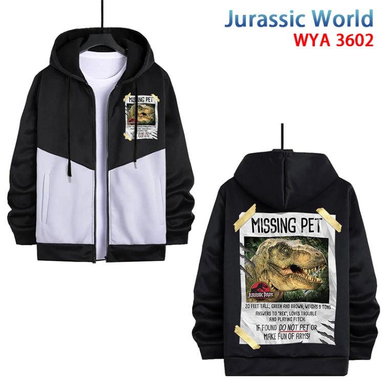 Jurassic World Anime cotton zipper patch pocket sweater from S to 3XL  WYA-3602-3