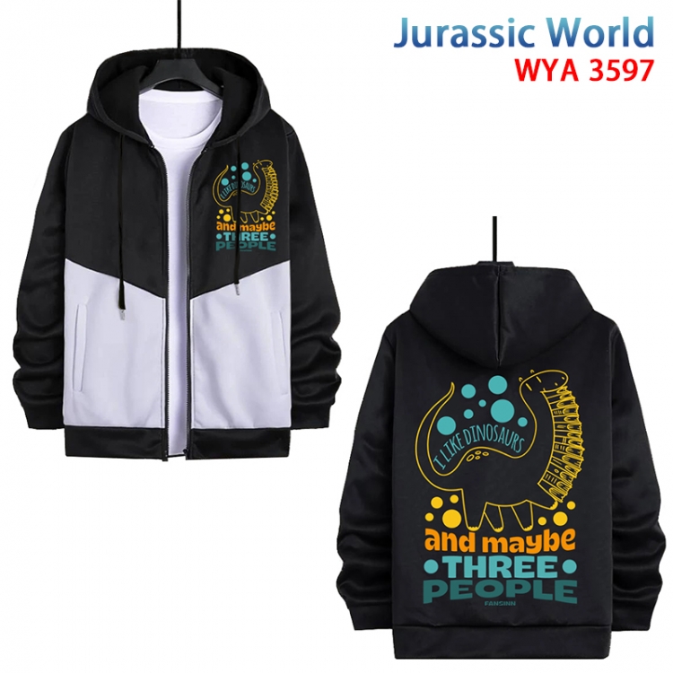 Jurassic World Anime cotton zipper patch pocket sweater from S to 3XL  WYA-3597-3