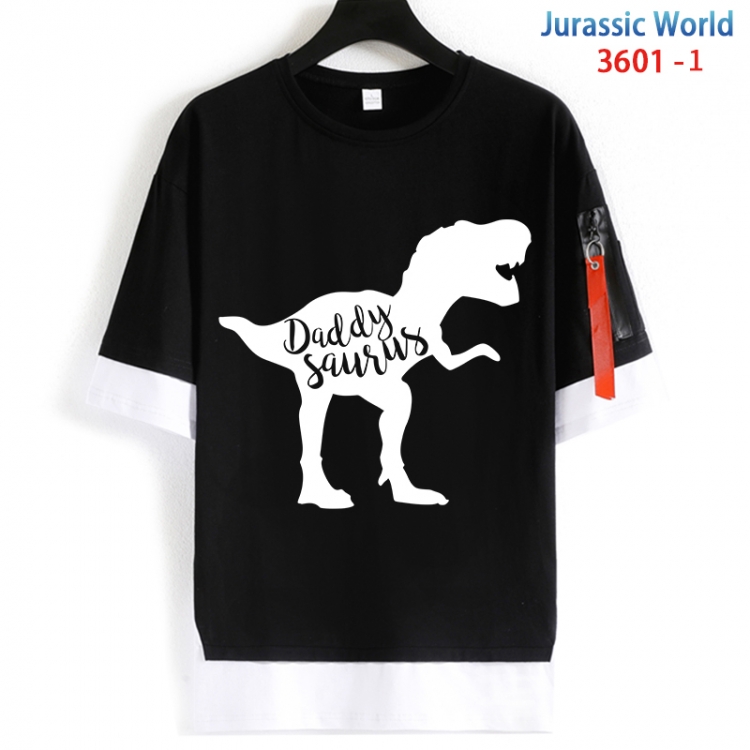 Jurassic World Cotton Crew Neck Fake Two-Piece Short Sleeve T-Shirt from S to 4XL HM-3601-1