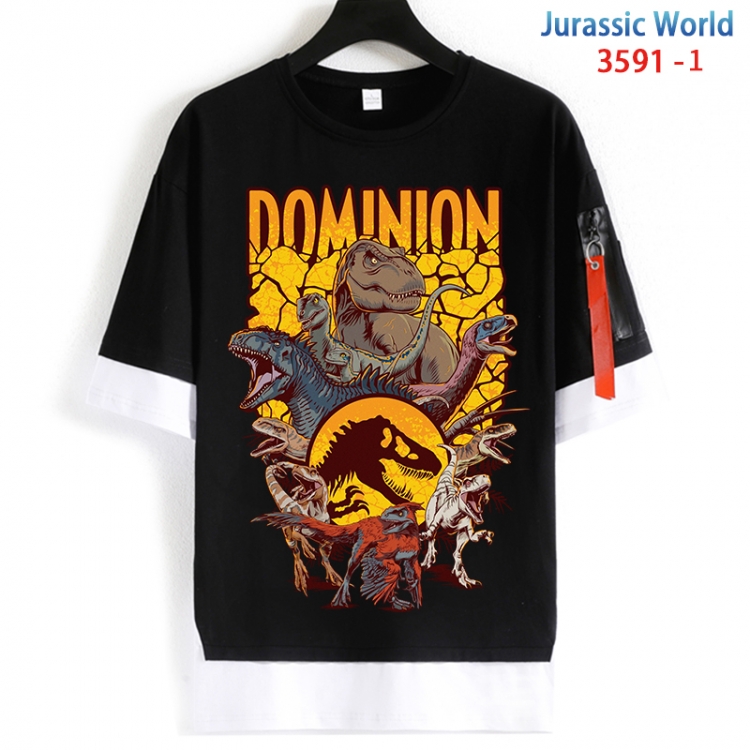 Jurassic World Cotton Crew Neck Fake Two-Piece Short Sleeve T-Shirt from S to 4XL HM-3591-1