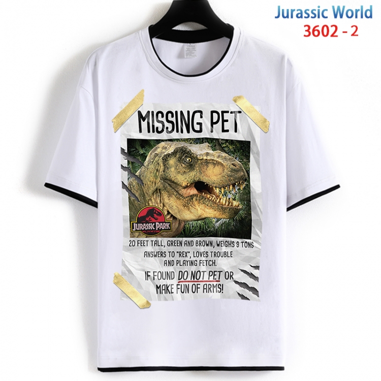 Jurassic World Cotton crew neck black and white trim short-sleeved T-shirt from S to 4XL HM-3602-2