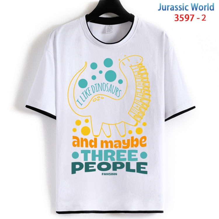 Jurassic World Cotton crew neck black and white trim short-sleeved T-shirt from S to 4XL HM-3597-2
