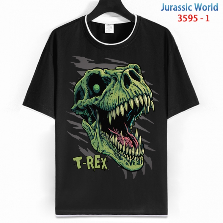 Jurassic World Cotton crew neck black and white trim short-sleeved T-shirt from S to 4XL  HM-3595-1